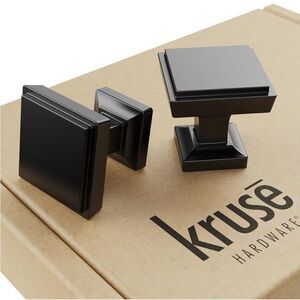 NEW Open Box 31213 - (10-Pack) Linden Door & Drawer Knob - 1-3/16in Square Black